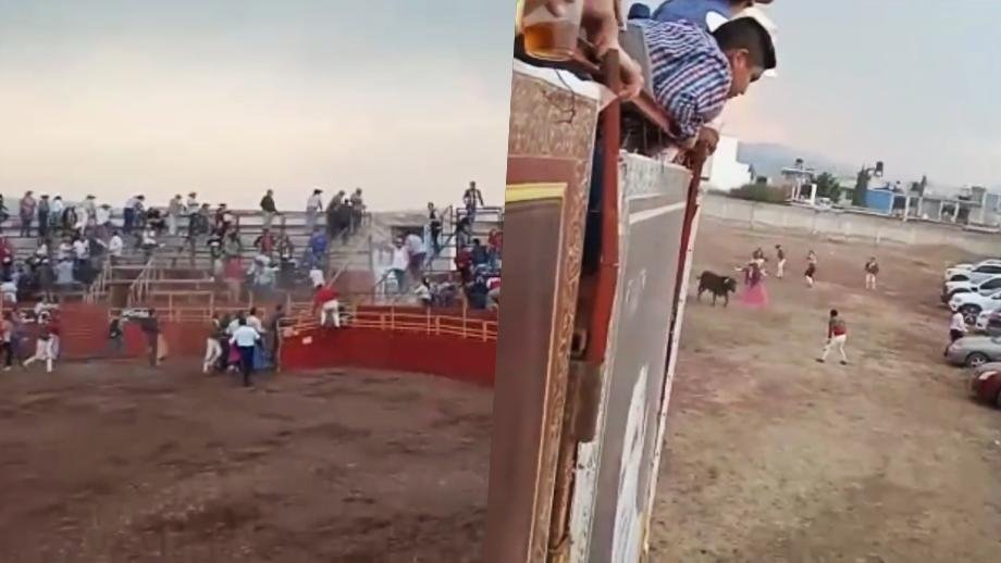 #Video: Escapa toro del ruedo y embiste a cuatro personas; ocurrió en Hidalgo