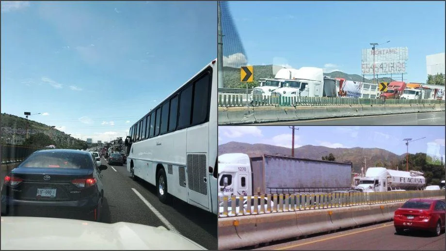 Caos en la México-Pachuca: transportistas bloquean la autopista