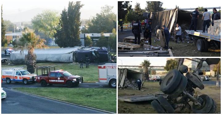 Así quedó un tractocamión tras accidentarse aparatosamente en Pachuca