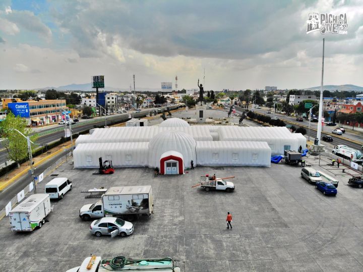 Así luce el hospital inflable instalado en Pachuca para enfrentar al coronavirus