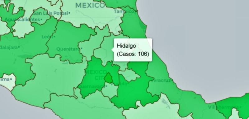 Supera Hidalgo los 100 casos confirmados de COVID-19