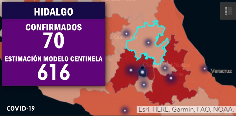 Se estiman más de 600 casos de COVID-19 en Hidalgo, según el modelo centinela