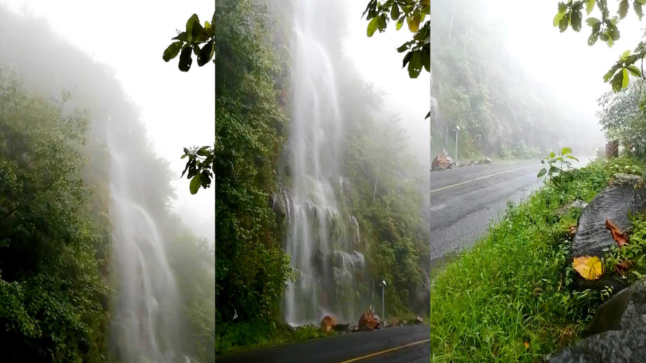 #Video: La espectacular cascada que se forma a pie de carretera en Hidalgo en esta época