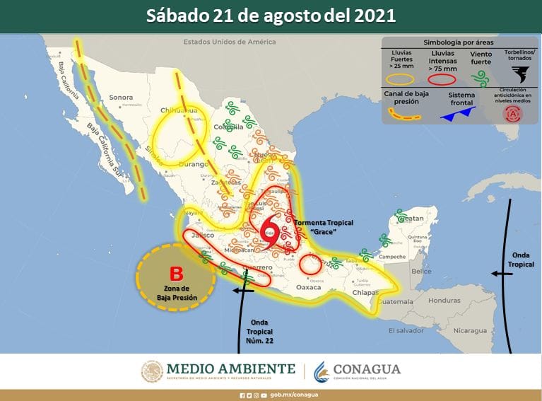 Ciclón Grace pasará sobre Pachuca, según pronóstico; provocará lluvias torrenciales