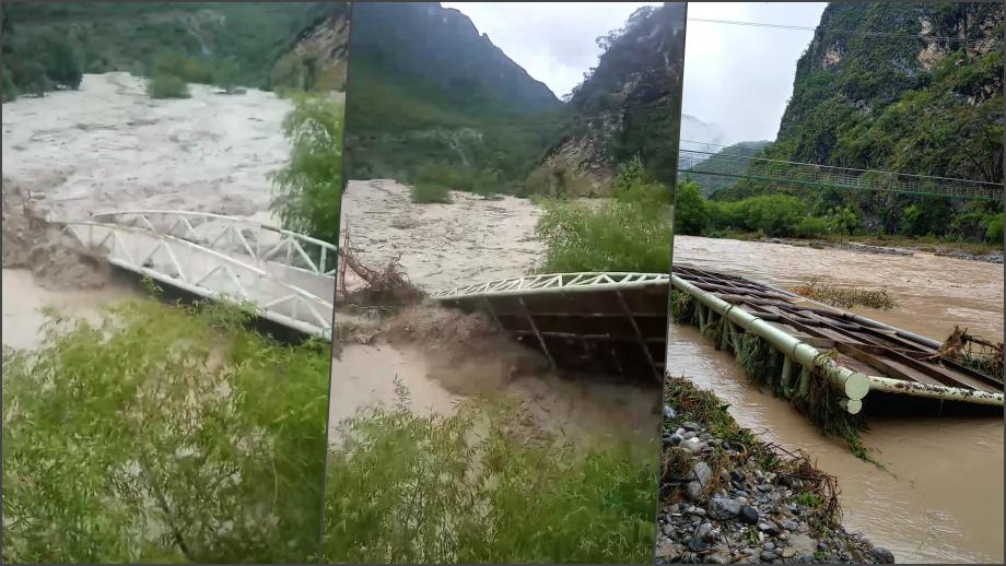 #Video: Así arrasó con un puente vehicular la crecida de un río en Hidalgo