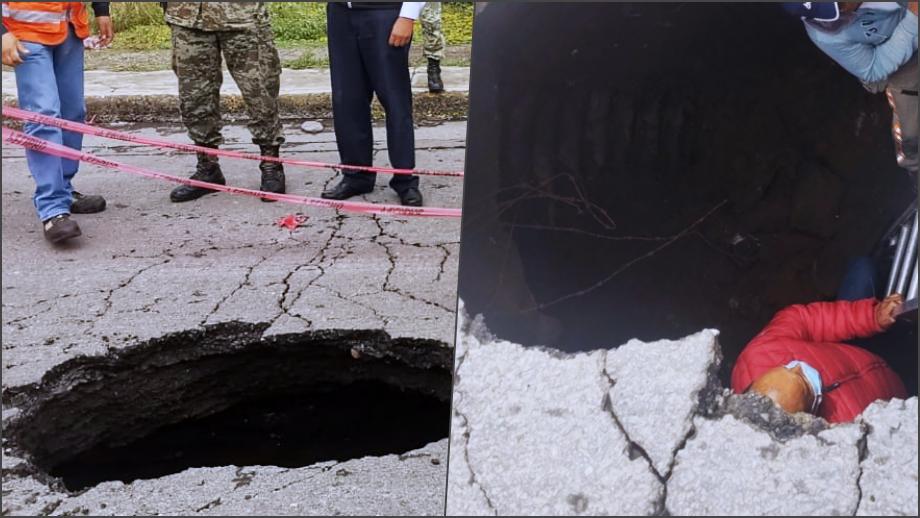 Se forma socavón en plena avenida en Pachuca, cerca de Caasim