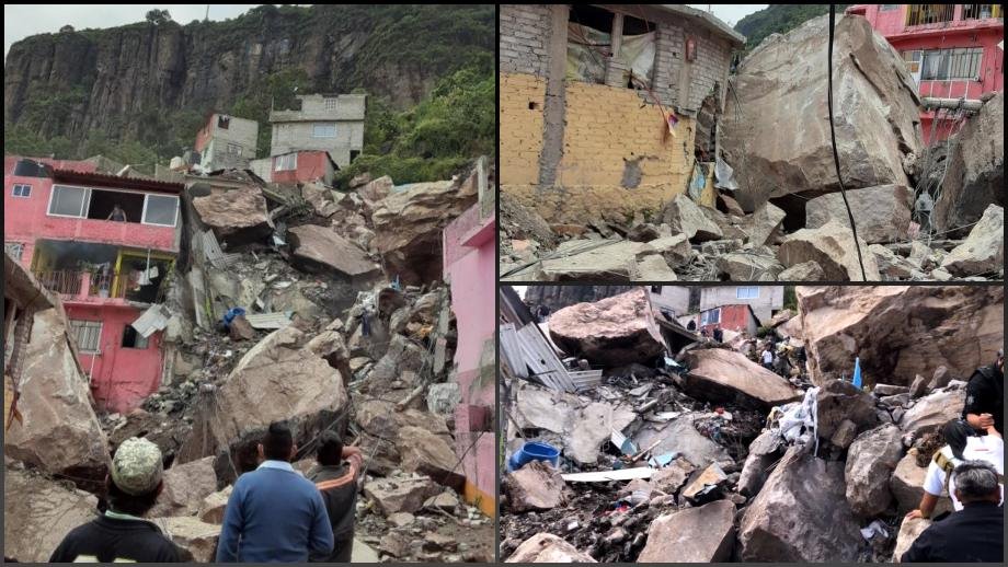 #Videos: Cerro se desgaja y cae sobre viviendas en Tlalnepantla; personas quedan atrapadas