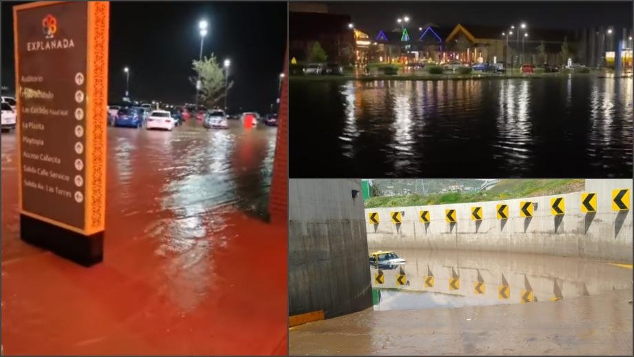 #Videos: Así se inundó plaza Explanada Pachuca tras aguacero del miércoles