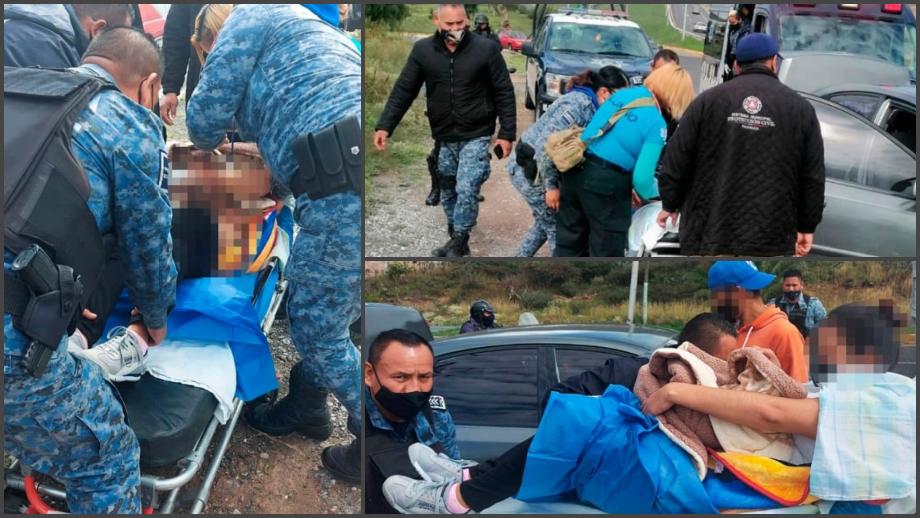 Mujer entra en labor de parto en pleno bulevar de Pachuca; policías la auxilian
