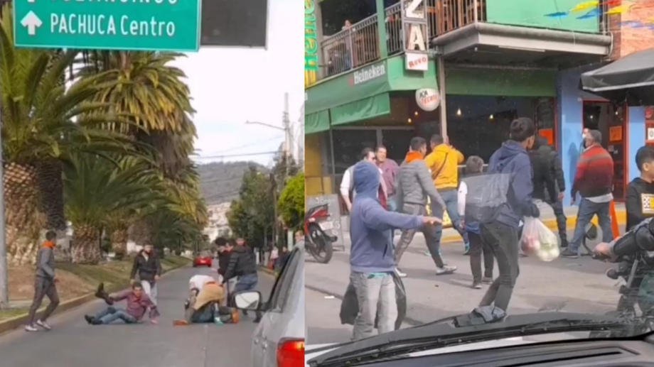 #Video: Se registra riña entre repartidores en avenida de Pachuca
