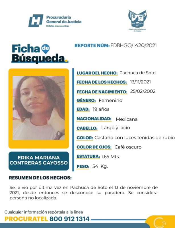 Activan alerta de búsqueda por joven desaparecida en Pachuca