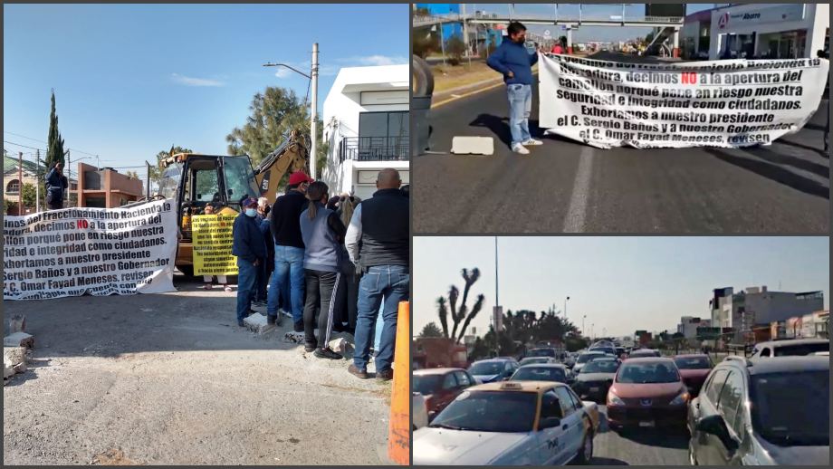 Conflicto en fraccionamiento del sur de Pachuca; vecinos cierran bulevar