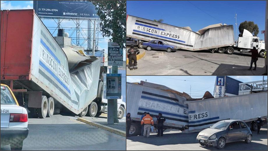 Colapsa tráiler en bulevar de Pachuca