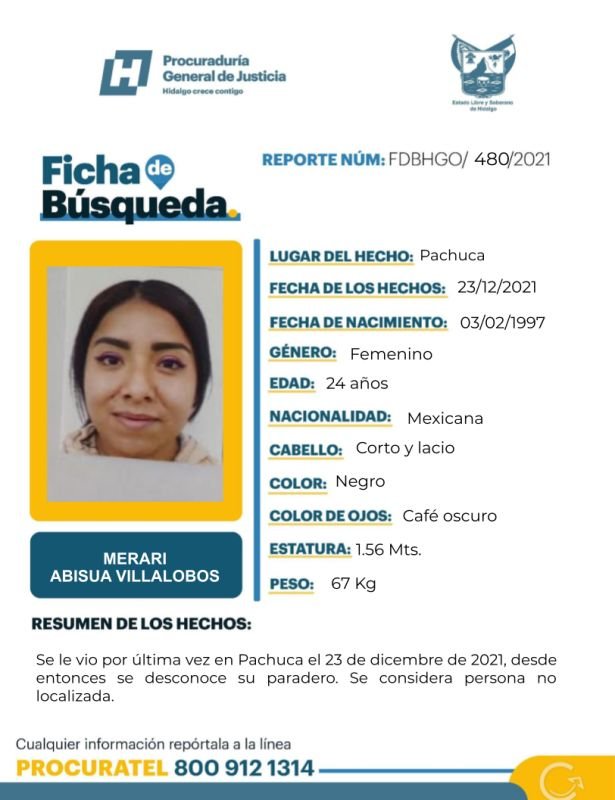 Joven desapareció en Pachuca antes de Navidad; activan alerta de búsqueda