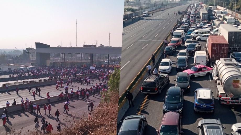 Manifestantes colapsan la autopista México-Pachuca