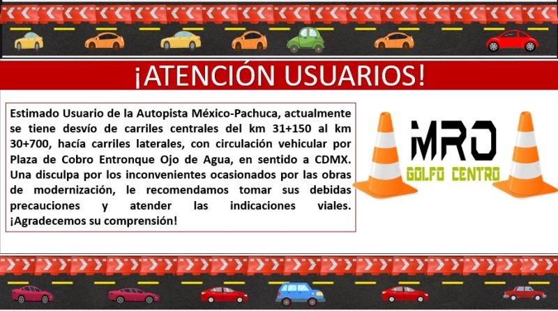 Aumentan desvío, reducción y cierre de carriles en la México-Pachuca
