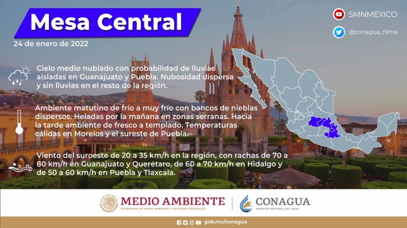 Se esperan temperaturas bajo cero y fuertes rachas de viento en Hidalgo