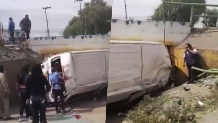 Urvan de transporte público cae de un puente en la México-Pachuca (video)