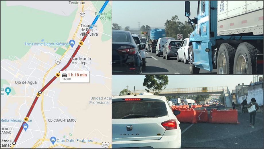 Caos en la México-Pachuca por obras: se triplican tiempos de traslado