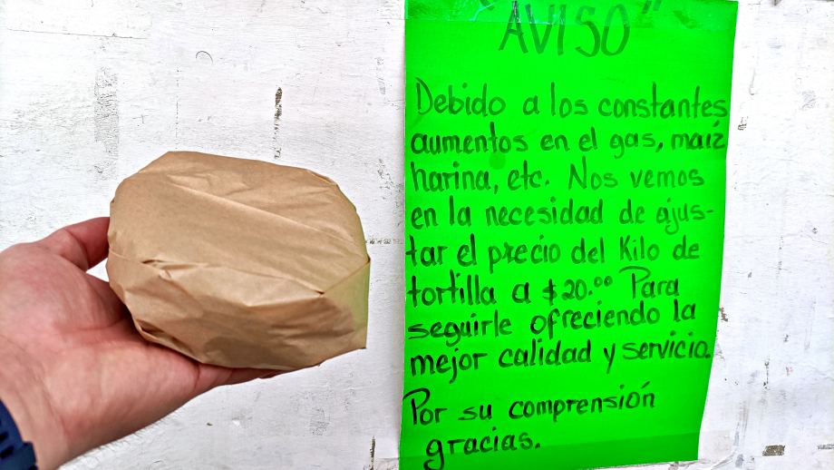 Otro aumento: sube el precio de la tortilla en Pachuca