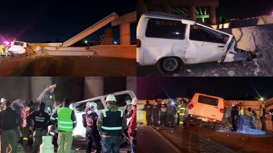 Se desploma puente sobre una camioneta en la México-Pachuca (videos)