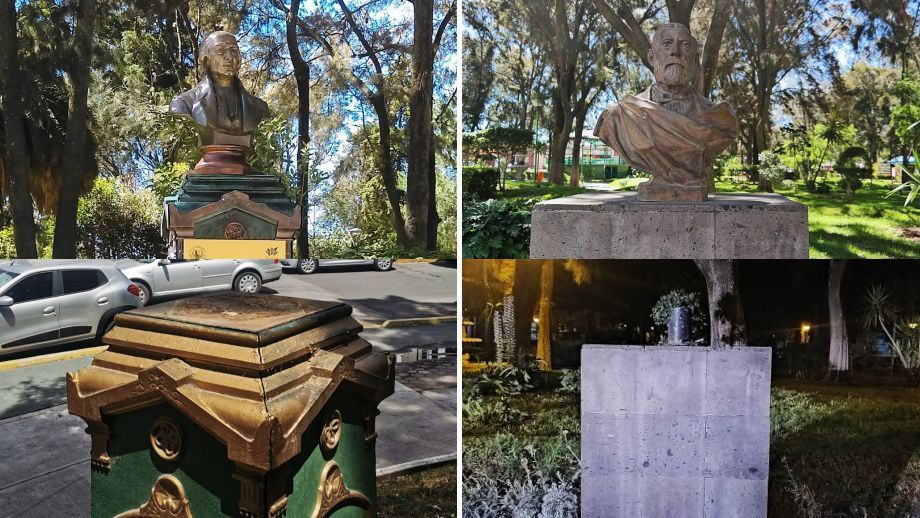 Desaparecen monumentos de bronce de personajes célebres en parques de Pachuca