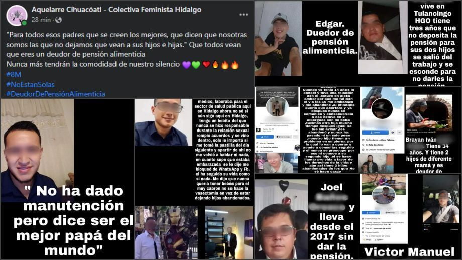#8M: Colectiva feminista de Hidalgo exhibe a deudores de pensión alimenticia
