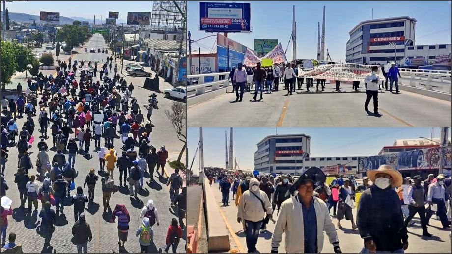 #Estrenón: Se registra primer bloqueo por manifestación en Puente Atirantado de Pachuca