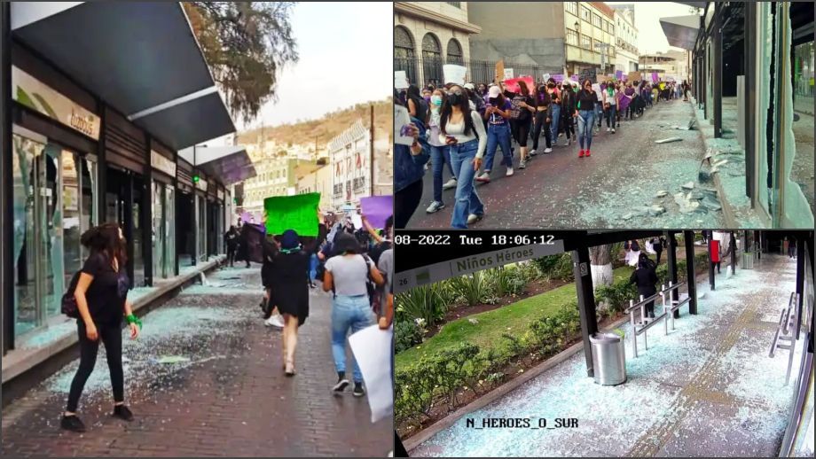 #FotosYVideo: Destrozan estaciones del Tuzobús durante marcha feminista en Pachuca