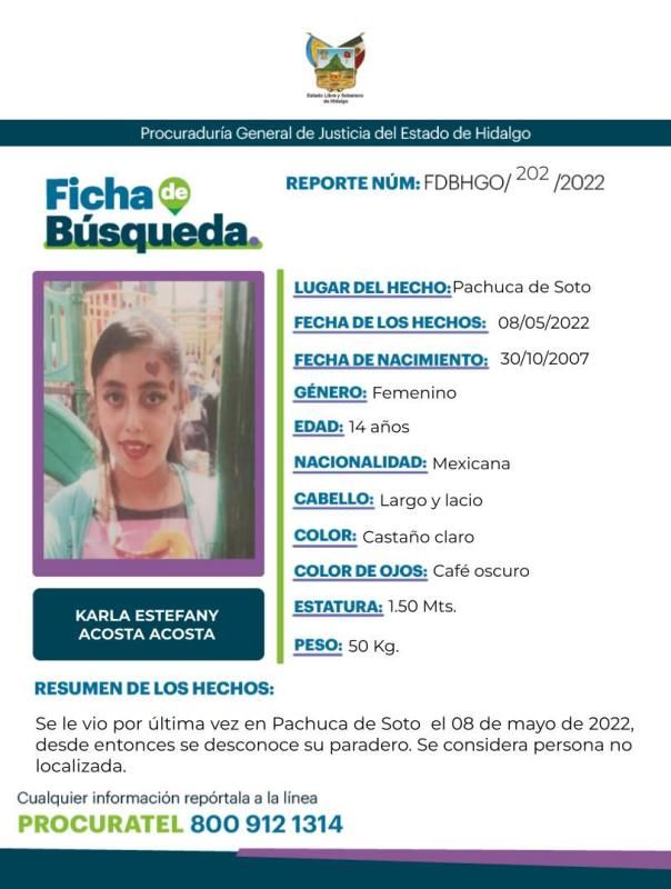 Ella es Karla, otra adolescente desaparecida en Pachuca; piden ayuda para encontrarla