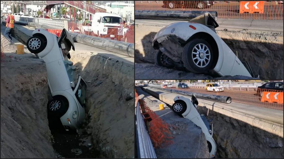 Un Beetle se fue a la zanja en viaducto Río de las Avenidas