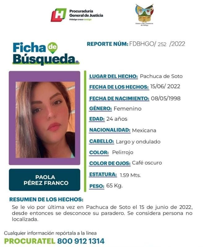 Desaparece joven mujer en Pachuca; piden ayuda para encontrarla