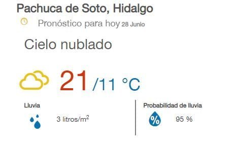 Tendremos lluvias y descenso en la temperatura en Hidalgo