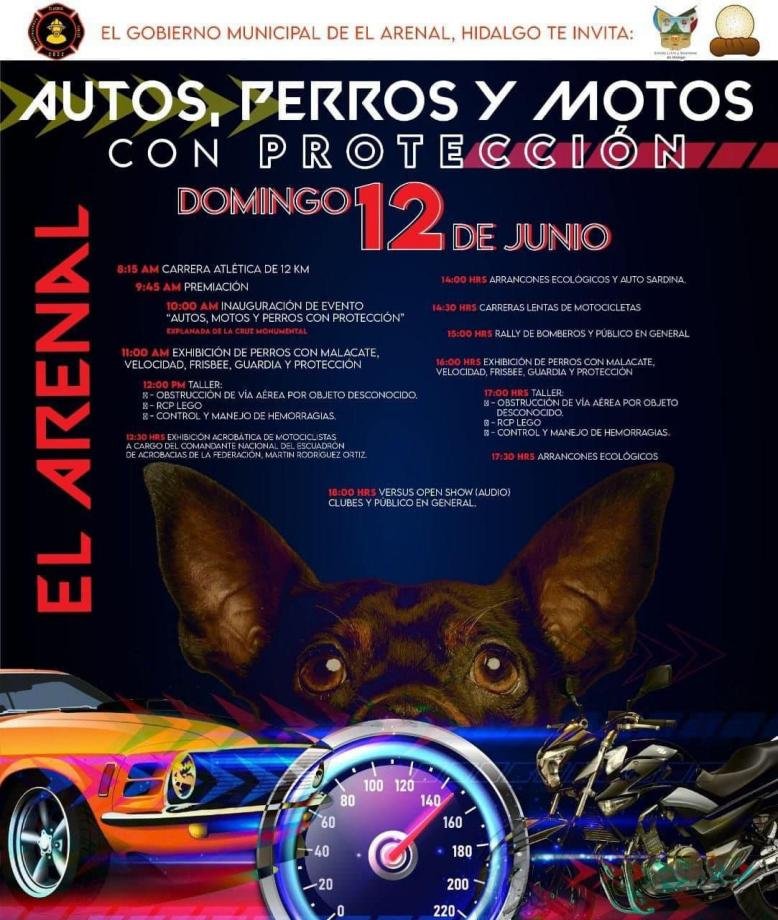 Autos, perros y motos: en un mismo evento que se vivirá en El Arenal, Hidalgo