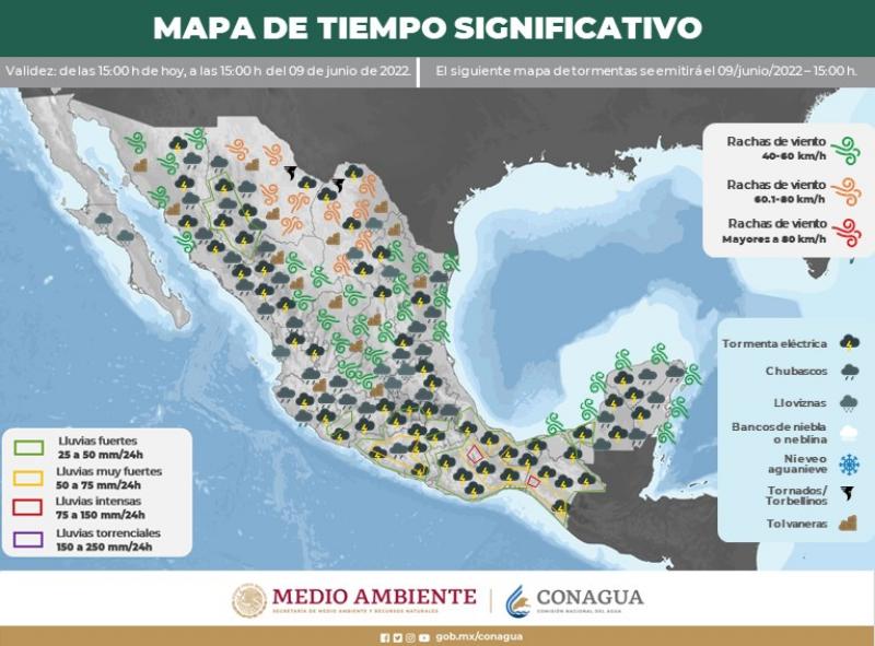 Tormentas con granizo y fuerte viento se espera en Hidalgo en las próximas horas