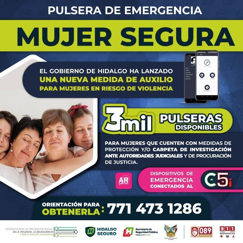 Repartirán pulseras de emergencia a mujeres en Hidalgo; estarán conectadas al C5i