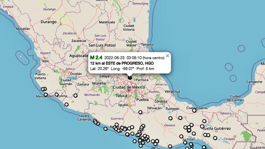 Se registra sismo con epicentro en Hidalgo este jueves