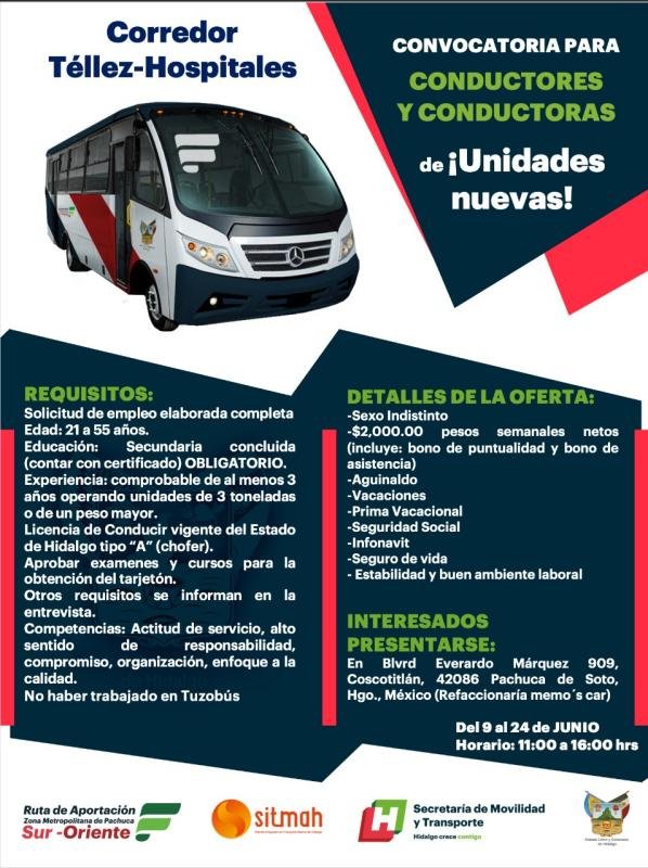 Ofrecen empleo en Tuzobús con sueldo de $2,000 semanales