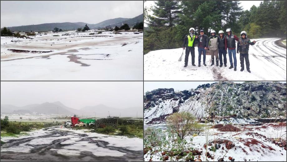 Granizada tiñe de blanco a municipios de Hidalgo dejando estas postales