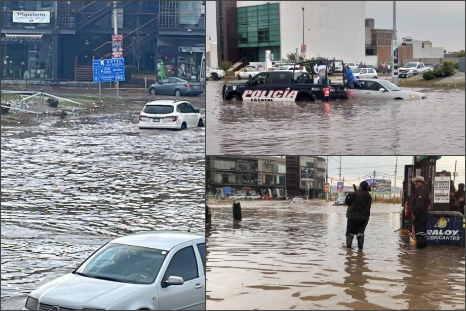 Fugaz pero intensa lluvia inunda a Pachuca