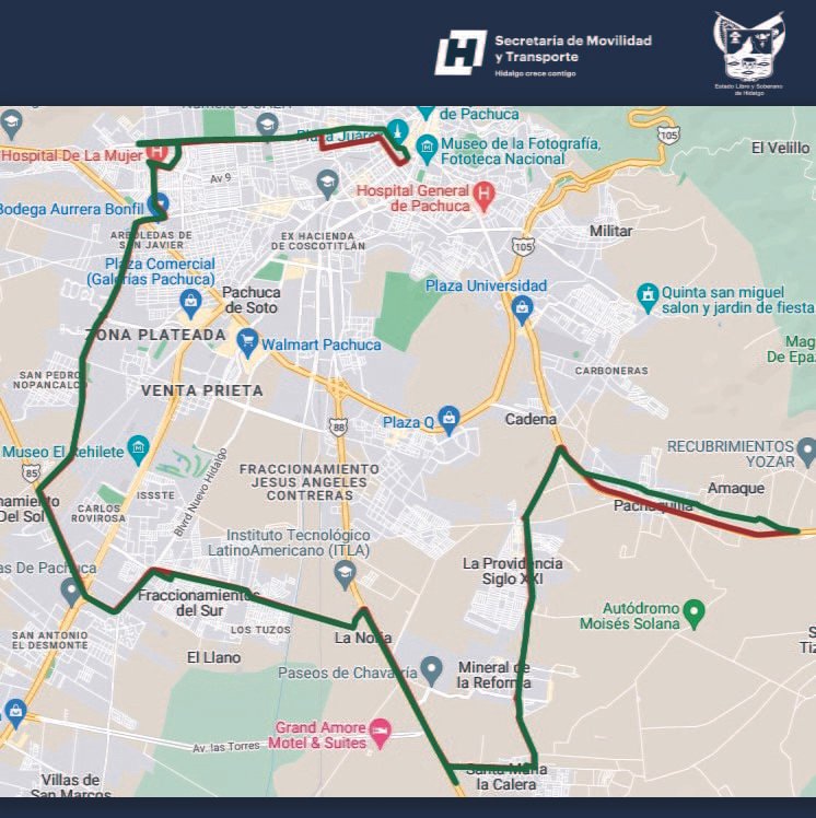 Nueva ruta de transporte en la zona metropolitana de Pachuca, a partir de este viernes