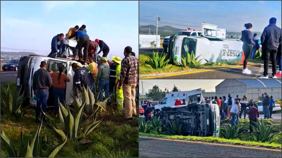 Vuelca urvan llena de pasajeros de la ruta Pachuca-Zempoala (video)