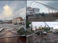#Video: Se desploma estructura metálica en plaza Juárez de Pachuca