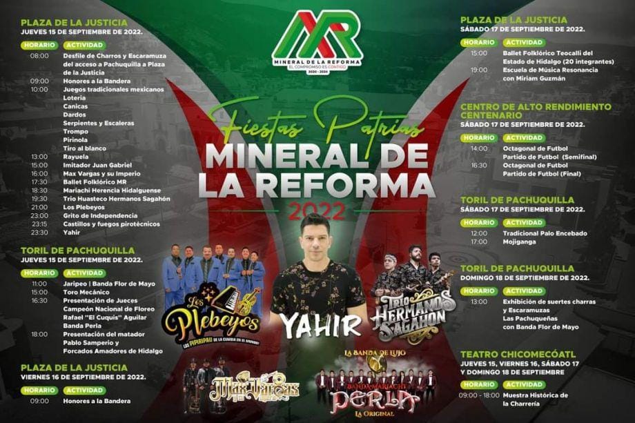 Yahir y otros artistas estarán en el Grito de Mineral de la Reforma