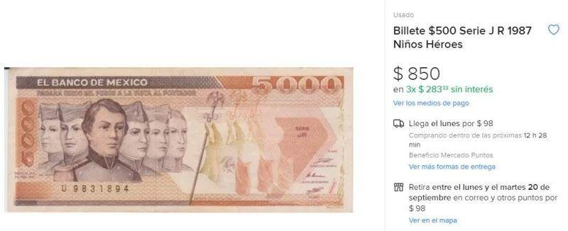 Billetes de los Niños Héroes se venden hasta en 46 mil pesos