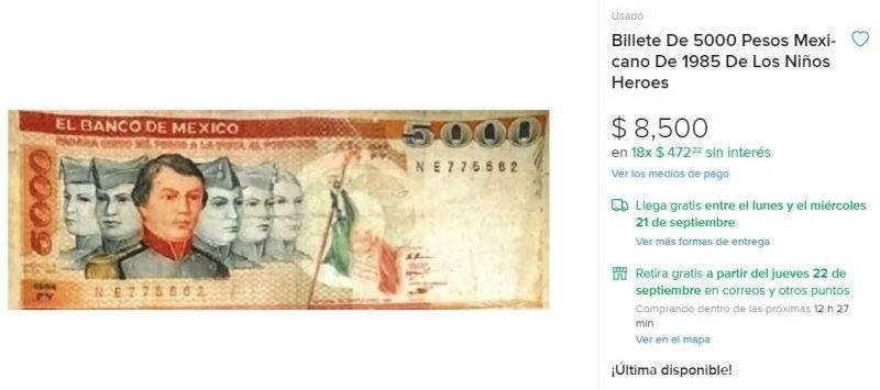Billetes de los Niños Héroes se venden hasta en 46 mil pesos