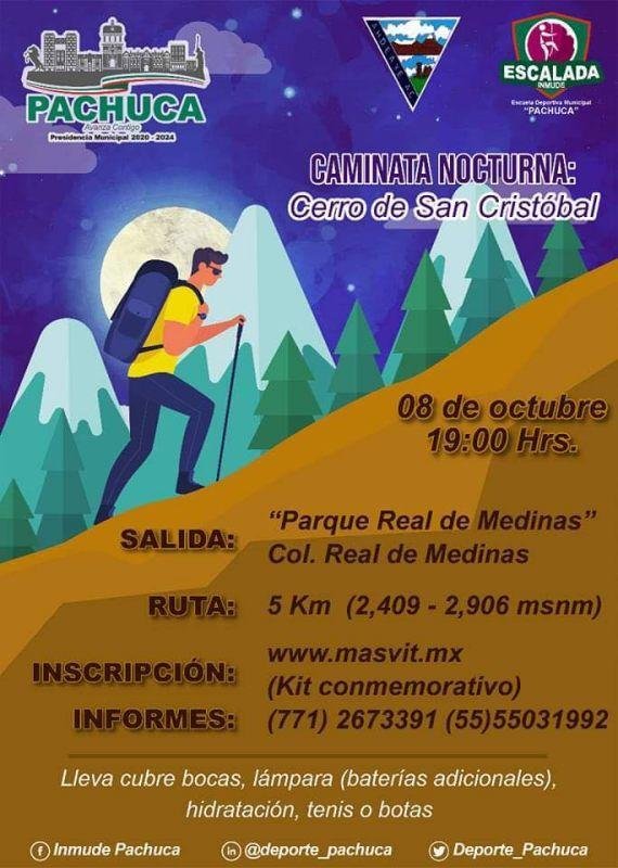 Invitan a caminata nocturna al cerro de San Cristóbal en Pachuca