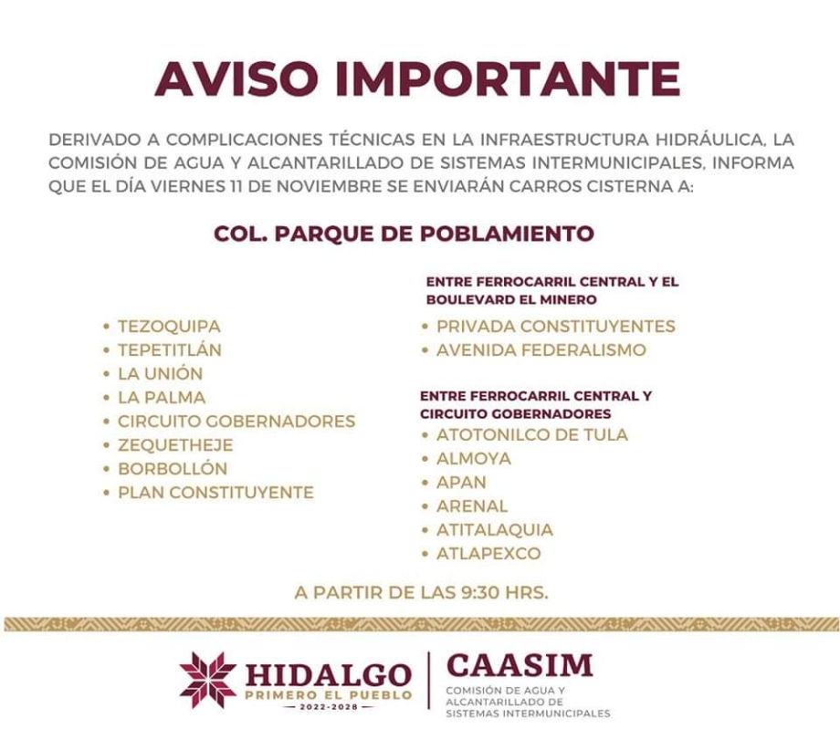 Siguen los problemas en infraestructura de agua en Pachuca; enviarán carros cisterna a estas calles