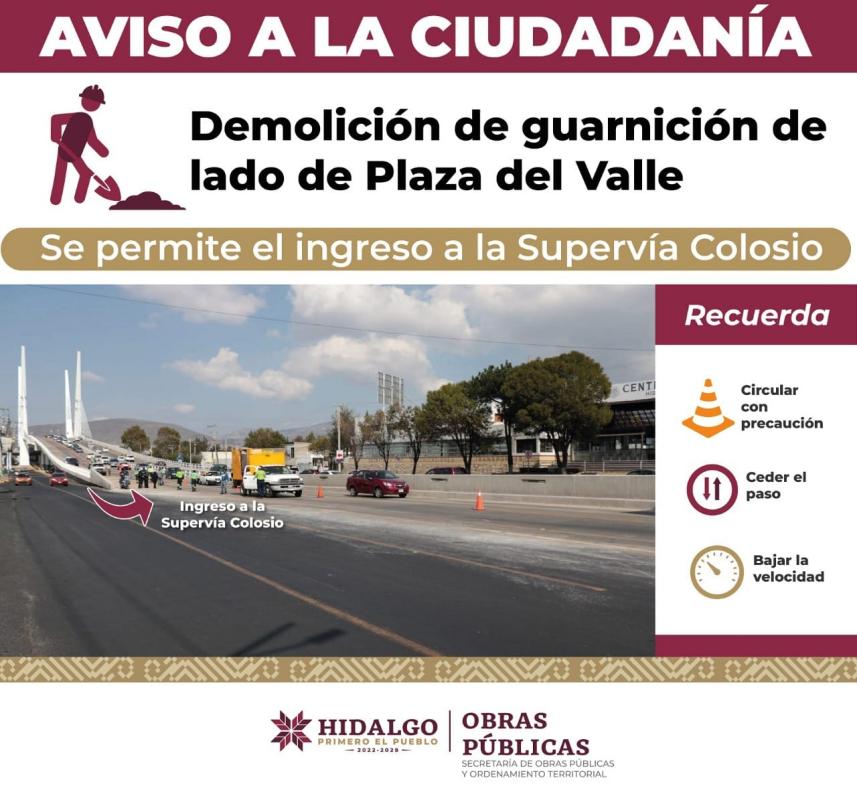 El Puente Atirantado y la Supervía Colosio de Pachuca tienen cambios en la circulación