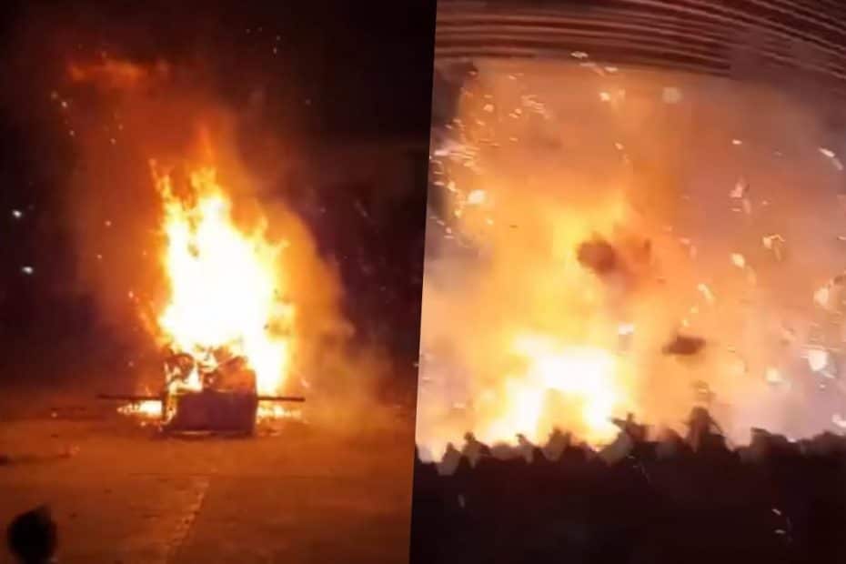 Explota pirotecnia durante festejo en Huejutla lesionando a 12 personas